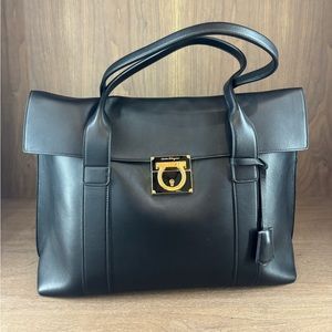 Salvatore Ferragamo Black Leather Sookie Satchel